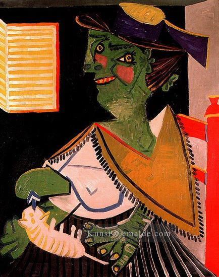 La Woman au chat 1937 kubismus Pablo Picasso Ölgemälde